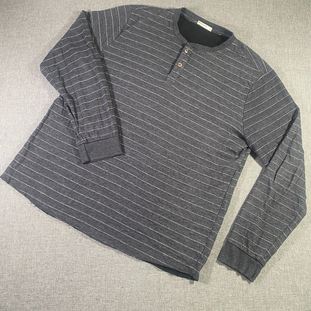 Marine Layer Double Knit Henley Sweatshirt Womens Large Washed Black Lightweight